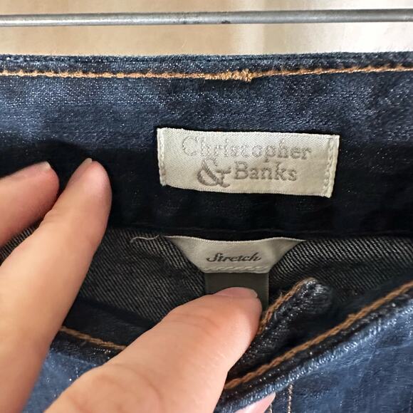 3/$20 Christopher & Banks Women's 10 Dark Wash High Rise Flare Leg Jeans Boho - Picture 3 of 10